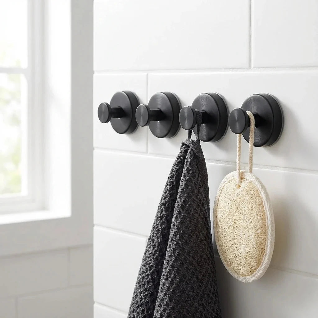 Suction Cup Hooks Stainless Steel Drill-Free Set of 4