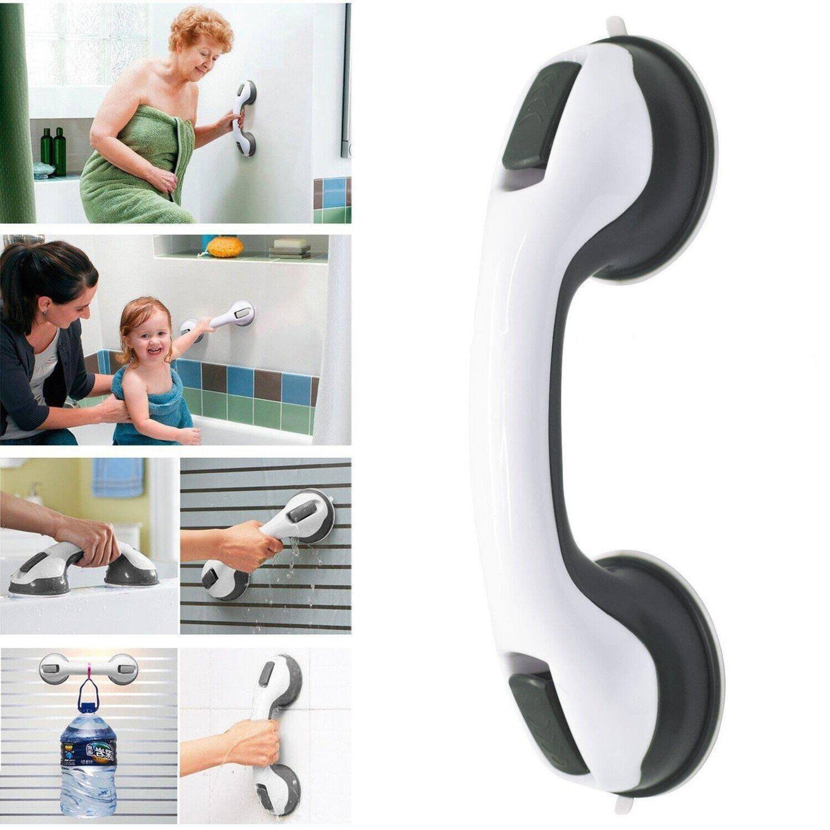 Suction Grab Bar Tool-Free Dual Suction Visual Lock