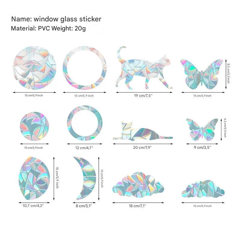 Sun Catcher Window Stickers Rainbow Static Cling Reusable