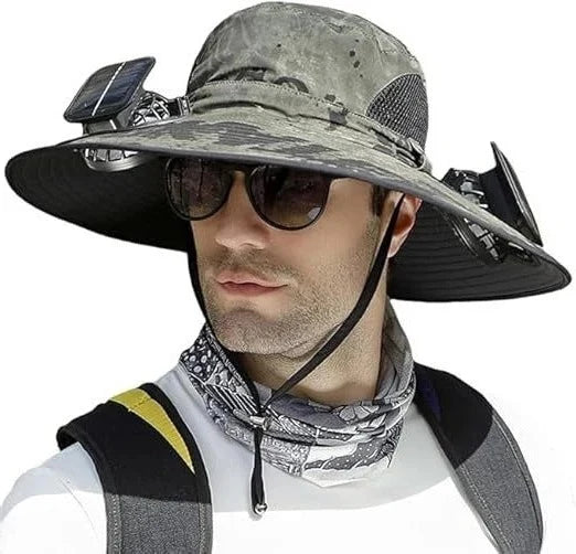 Sun Hat Dual Fan Solar & USB Rechargeable