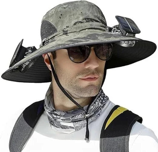 Sun Hat Dual Fan Solar & USB Rechargeable