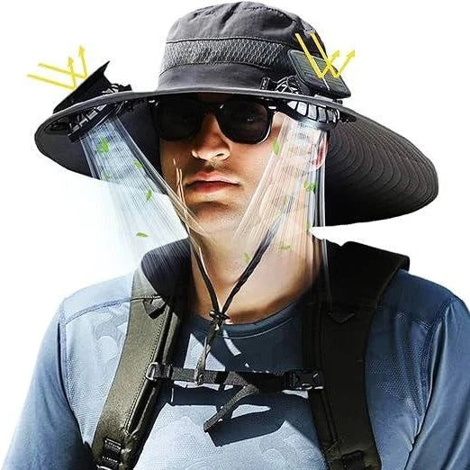 Sun Hat Dual Fan Solar & USB Rechargeable