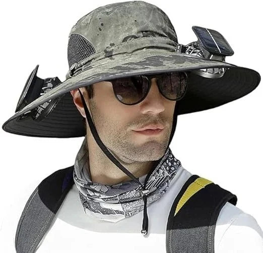 Sun Hat Dual Fans Solar & USB Rechargeable