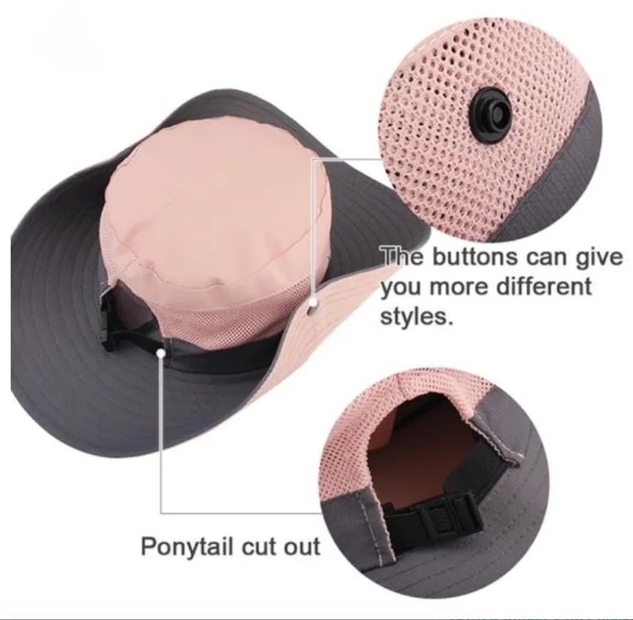 Sun Hat UPF50 Breathable Polyester Adjustable Ponytail Opening