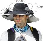 Sun Hat Wide Brim Solar-Powered Fan & USB Backup