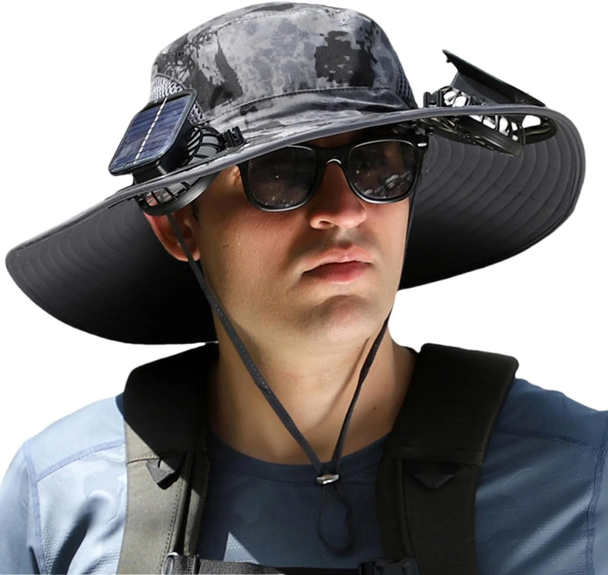 Sun Hat Wide Brim Solar-Powered Fan & USB Backup