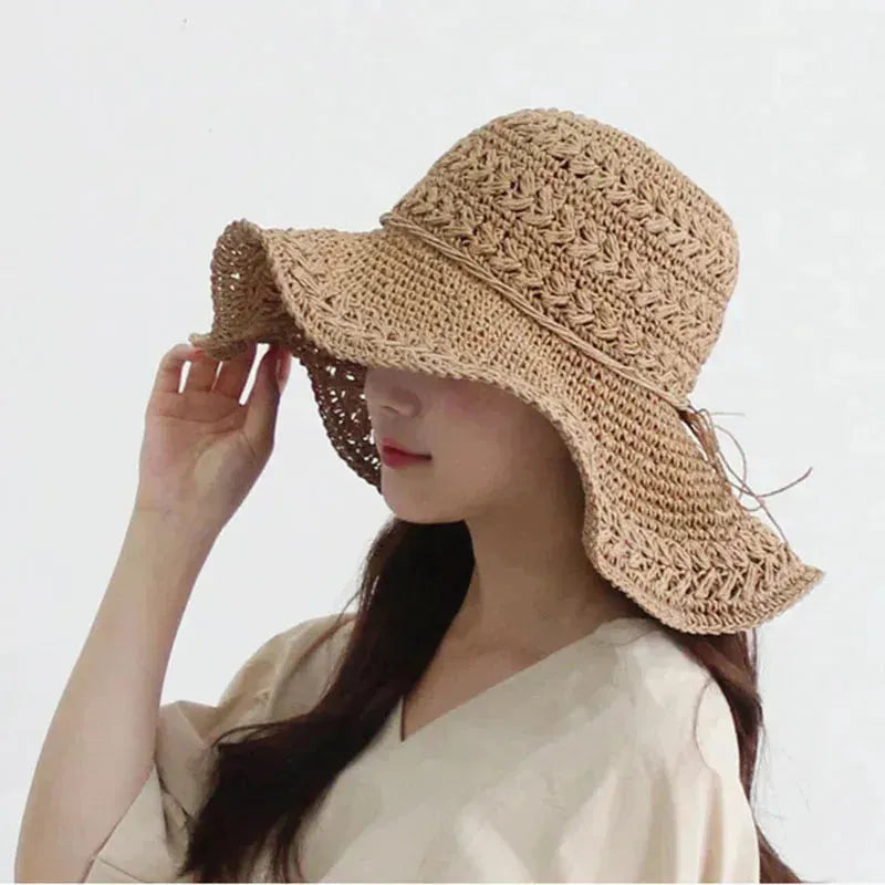 Sun Hat Wide Brim Straw Lightweight UV Protection