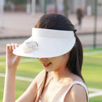 Sun Visor Hat Solar-Powered Cooling Fan Adjustable & Breathable