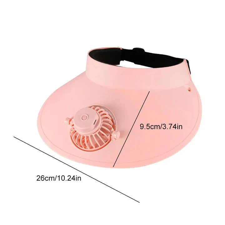 Sun Visor Hat Solar-Powered Cooling Fan Adjustable & Breathable