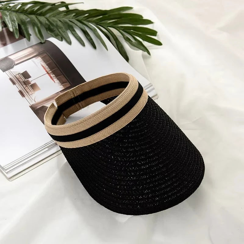 Sun Visor Wide Brim Straw Adjustable Fit