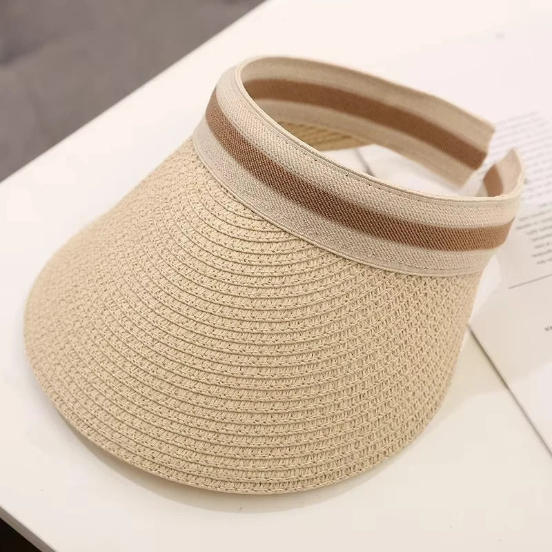 Sun Visor Wide Brim Straw Adjustable Fit