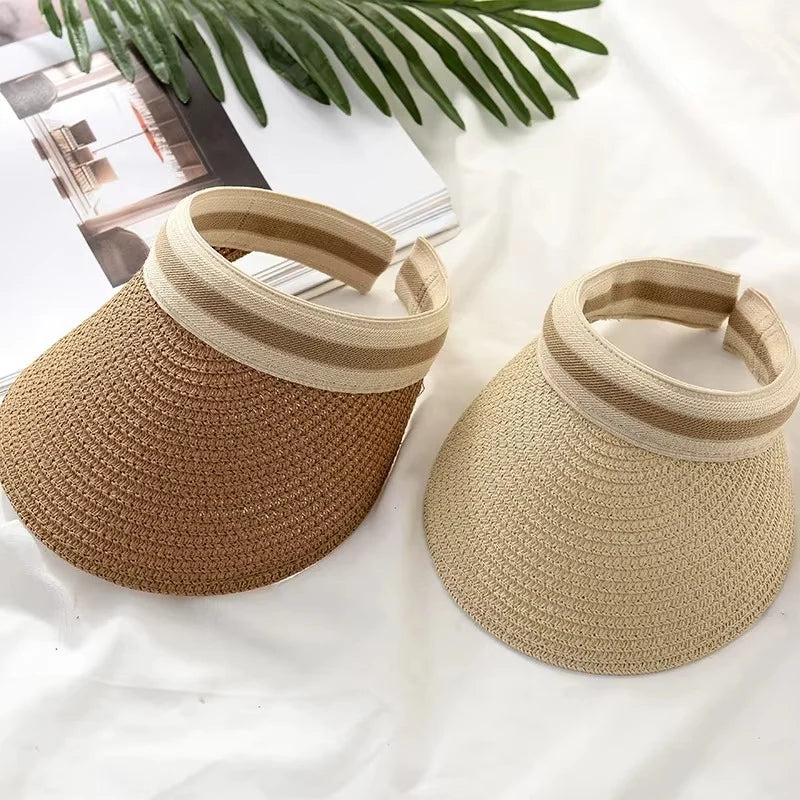 Sun Visor Wide Brim Straw Adjustable Fit