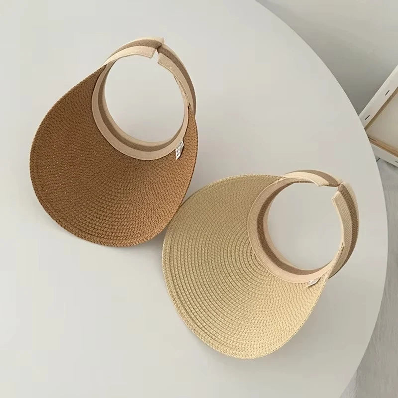 Sun Visor Wide Brim Straw Adjustable Fit