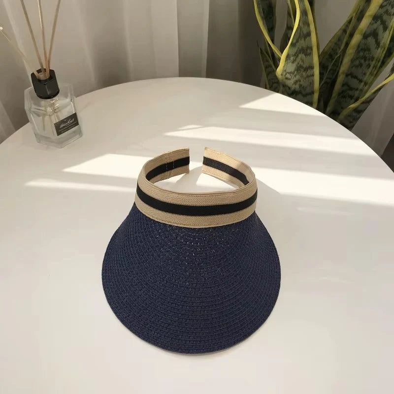 Sun Visor Wide Brim Straw Adjustable Fit