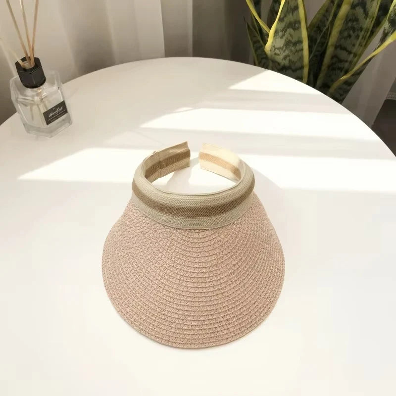Sun Visor Wide Brim Straw Adjustable Fit