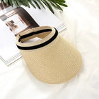 Sun Visor Wide Brim Straw Adjustable Fit