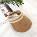 Sun Visor Wide Brim Straw Adjustable Fit