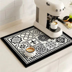 Super-Absorbent Quick-Drying Non-Slip Coffee Mat (Retro Tile Pattern)