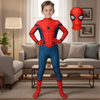 Superhero Costume 3D Lifelike Print Removable Mask Stretch Fit