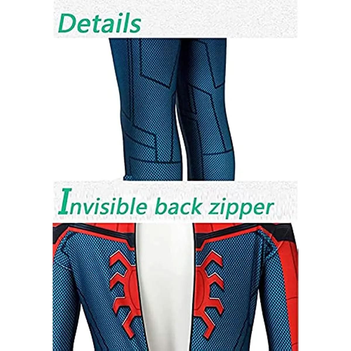 Superhero Costume 3D Lifelike Print Removable Mask Stretch Fit