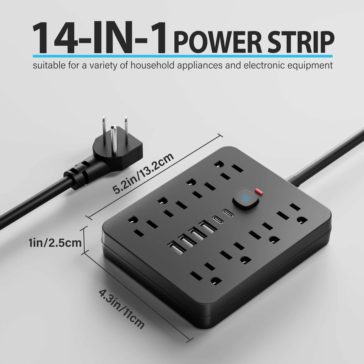 Surge Protector Power Strip 8 Outlets & 4 USB Ports