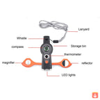Survival Multi-Tool 7-In-1 Whistle Compass LED