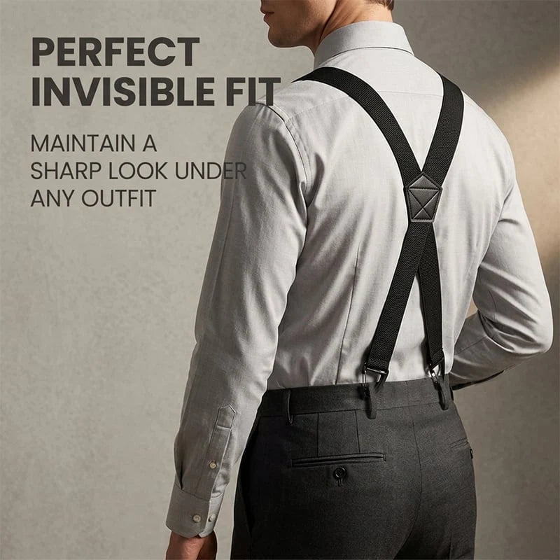 Suspenders 4 Clips Adjustable X-Back Elastic Polyester