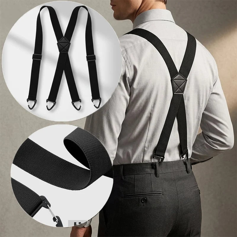 Suspenders 4 Clips Adjustable X-Back Elastic Polyester