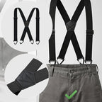 Suspenders 4 Clips Adjustable X-Back Elastic Polyester