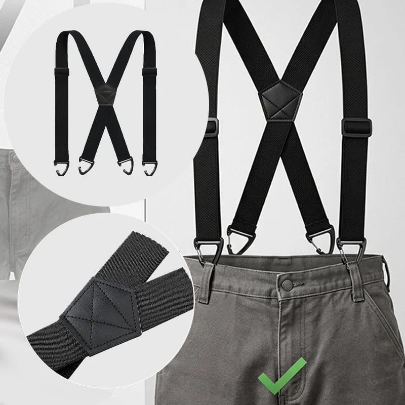 Suspenders 4 Clips Adjustable X-Back Elastic Polyester