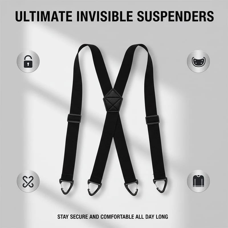 Suspenders 4 Clips Adjustable X-Back Elastic Polyester