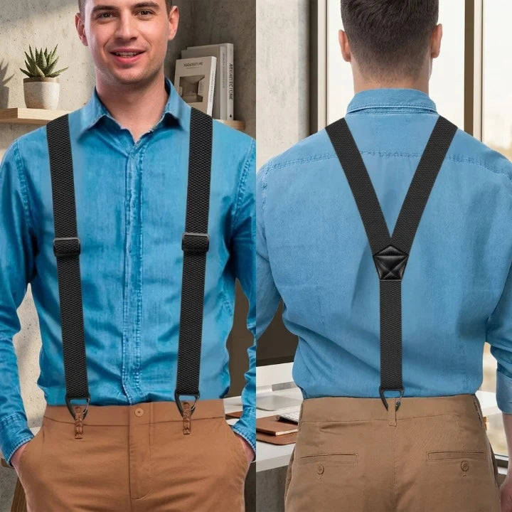 Suspenders Wide 1.5 Inch Adjustable Metal Hook Clips