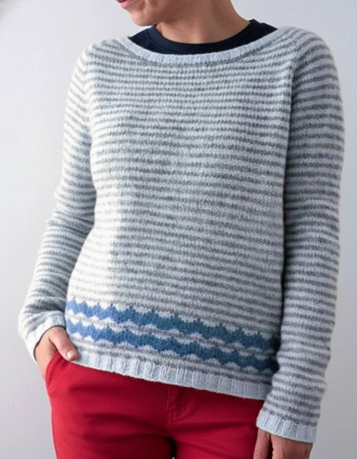 Sweater Fair Isle Knit Crew Neck & Relaxed Fit