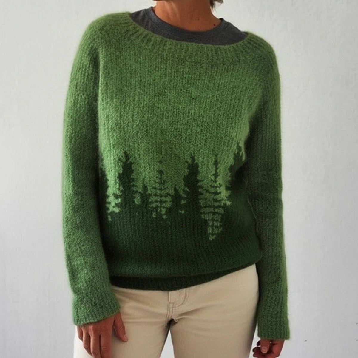 Sweater Fair Isle Knit Crew Neck & Relaxed Fit