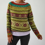 Sweater Fair Isle Knit Crew Neck & Relaxed Fit