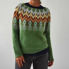 Sweater Fair Isle Knit Crew Neck & Relaxed Fit