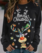 Sweater Festive Reindeer Print Soft Knit
