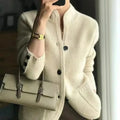Sweater Jacket Insulated Thick Knit High Collar