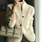 Sweater Jacket Insulated Thick Knit High Collar