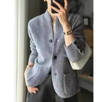 Sweater Jacket Insulated Thick Knit High Collar