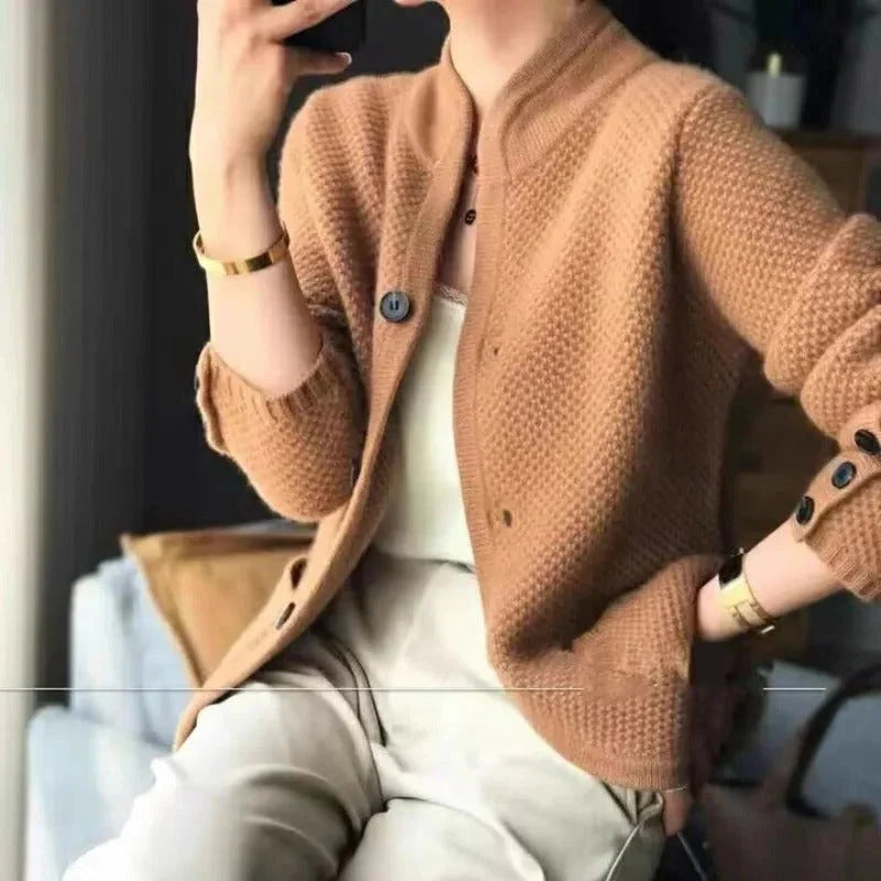 Sweater Jacket Thick Knit & High Collar