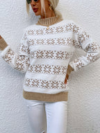 Sweater Mock Neck Soft & Warm Christmas Pattern