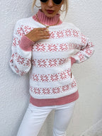 Sweater Mock Neck Soft & Warm Christmas Pattern