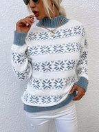 Sweater Mock Neck Soft & Warm Christmas Pattern