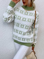 Sweater Mock Neck Soft & Warm Christmas Pattern