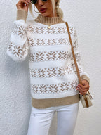 Sweater Mock Neck Soft & Warm Christmas Pattern