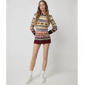 Sweater Norwegian Pattern Cotton-Blend Loose Fit