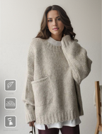 Sweater Oversized Chunky Cable Knit Front Pocket