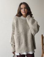 Sweater Oversized Chunky Cable Knit Front Pocket
