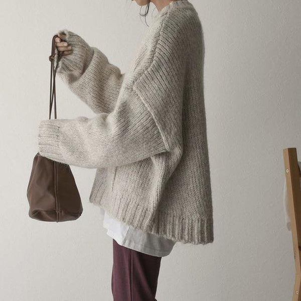 Sweater Oversized Chunky Cable Knit Front Pocket